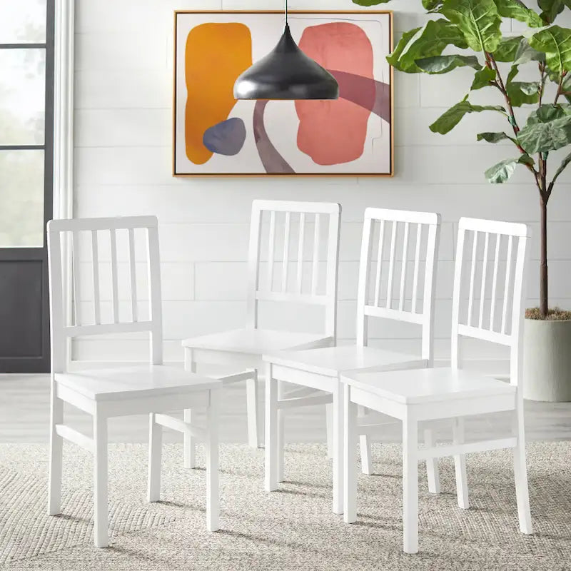 Lot de 4 chaises de salle à manger en bois massif – Dossier à lattes, 5 couleurs