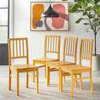 Lot de 4 chaises de salle à manger en bois massif – Dossier à lattes, 5 couleurs