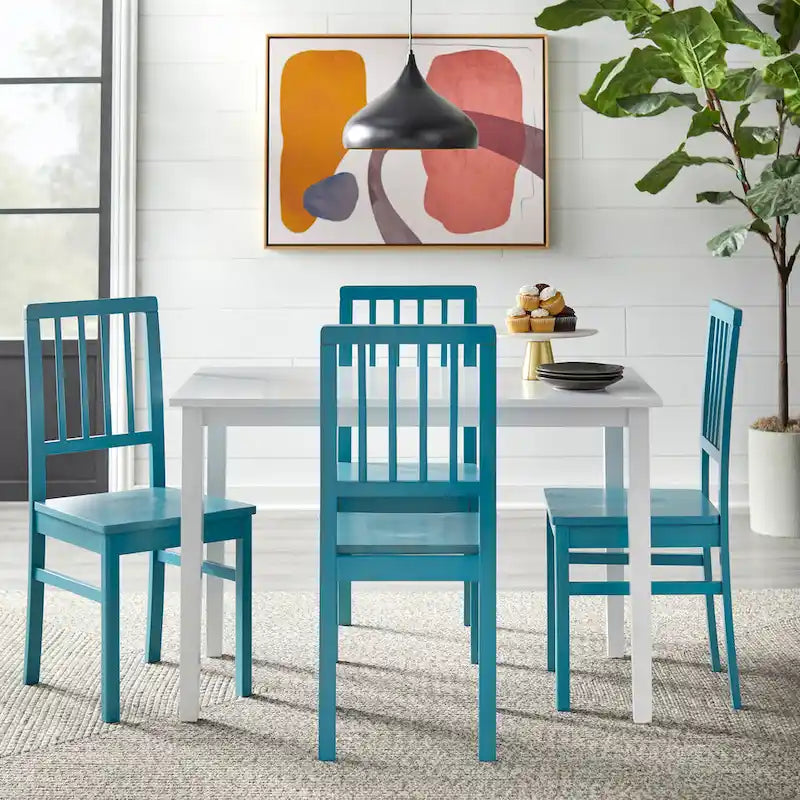 Lot de 4 chaises de salle à manger en bois massif – Dossier à lattes, 5 couleurs