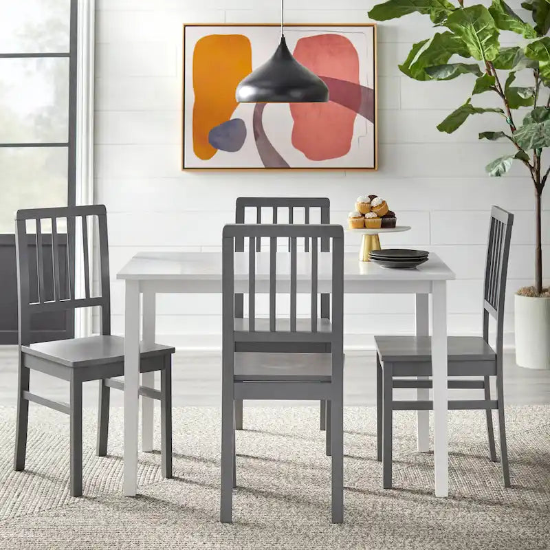 Lot de 4 chaises de salle à manger en bois massif – Dossier à lattes, 5 couleurs