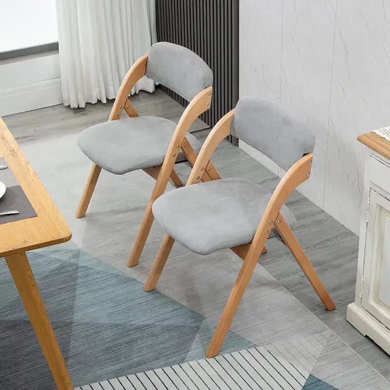 Chaises de salle à manger pliantes empilables en bois avec sièges rembourrés (lot de 2)
