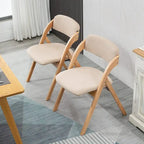 Chaises de salle à manger pliantes empilables en bois avec sièges rembourrés (lot de 2)