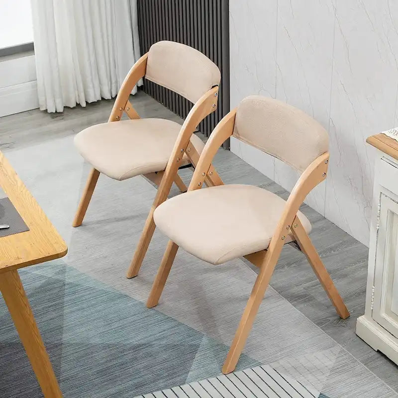 Chaises de salle à manger pliantes empilables en bois avec sièges rembourrés (lot de 2)