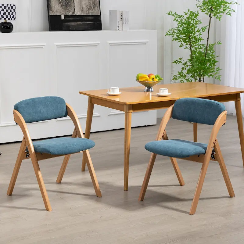 Chaises de salle à manger pliantes empilables en bois avec sièges rembourrés (lot de 2)