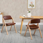 Chaises de salle à manger pliantes empilables en bois avec sièges rembourrés (lot de 2)