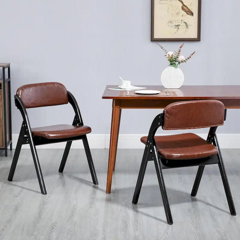 Chaises de salle à manger pliantes empilables en bois avec sièges rembourrés (lot de 2)