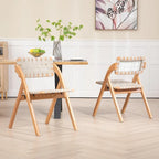 Chaises de salle à manger pliantes empilables en bois avec sièges rembourrés (lot de 2)