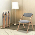 Chaises de salle à manger pliantes empilables en bois avec sièges rembourrés (lot de 2)