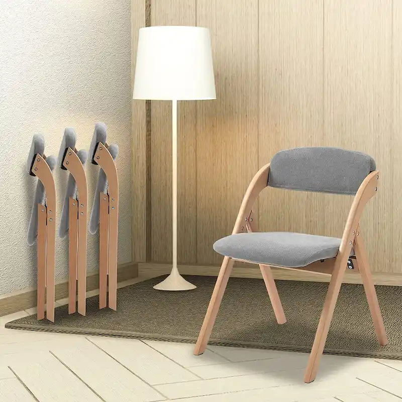 Chaises de salle à manger pliantes empilables en bois avec sièges rembourrés (lot de 2)