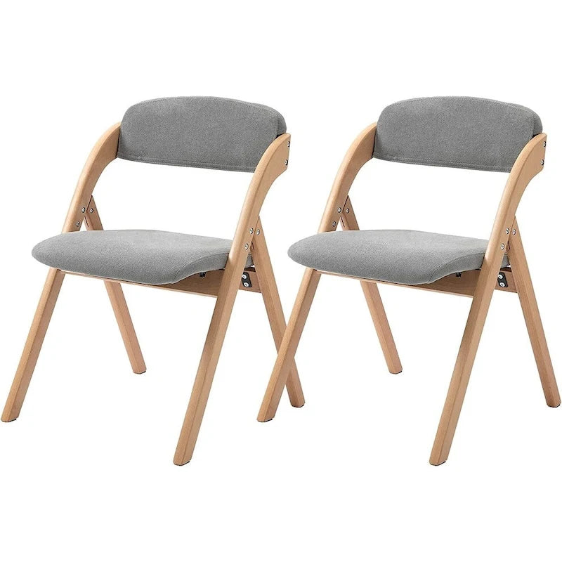 Chaises de salle à manger pliantes empilables en bois avec sièges rembourrés (lot de 2)