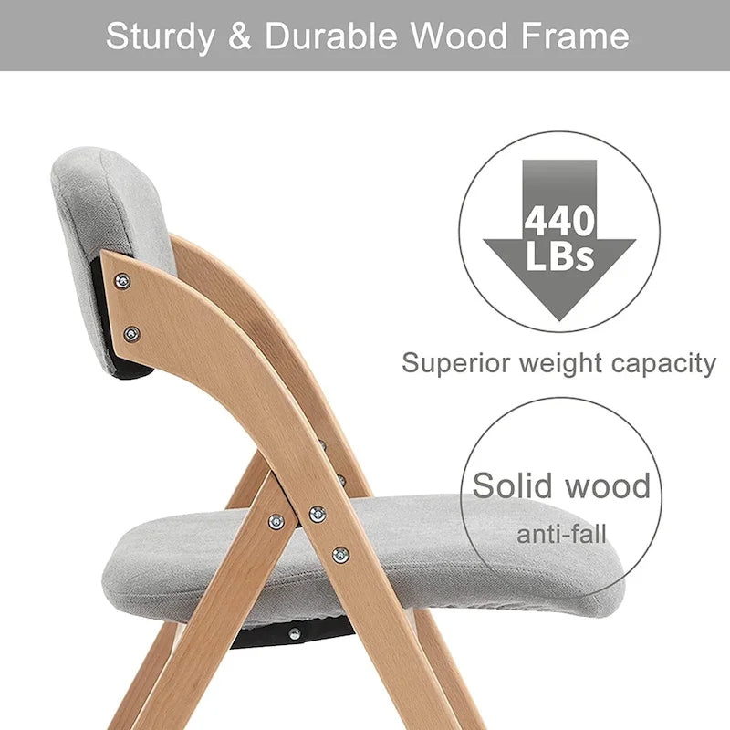 Chaises de salle à manger pliantes empilables en bois avec sièges rembourrés (lot de 2)