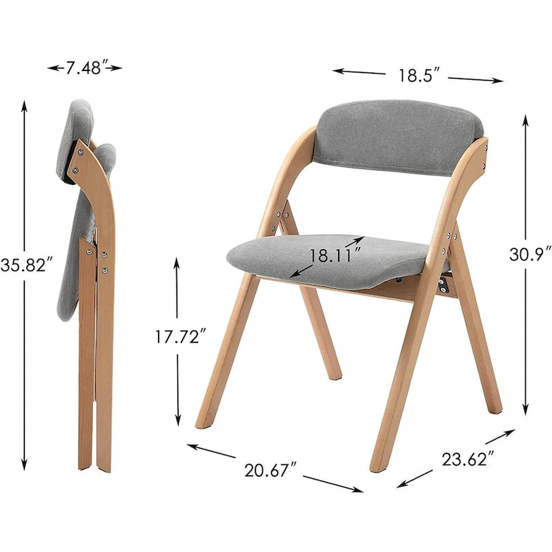Chaises de salle à manger pliantes empilables en bois avec sièges rembourrés (lot de 2)