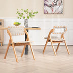 Chaises de salle à manger pliantes empilables en bois avec sièges rembourrés (lot de 2)
