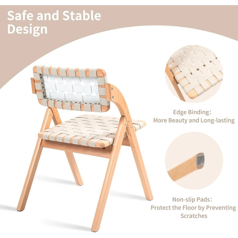 Chaises de salle à manger pliantes empilables en bois avec sièges rembourrés (lot de 2)