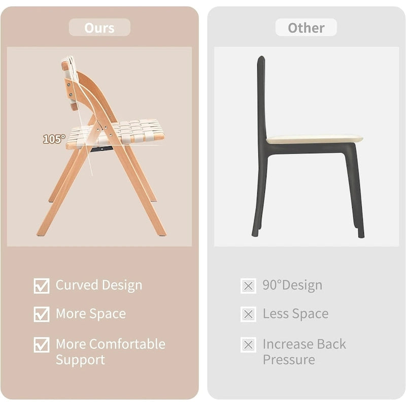 Chaises de salle à manger pliantes empilables en bois avec sièges rembourrés (lot de 2)