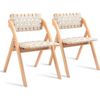 Chaises de salle à manger pliantes empilables en bois avec sièges rembourrés (lot de 2)