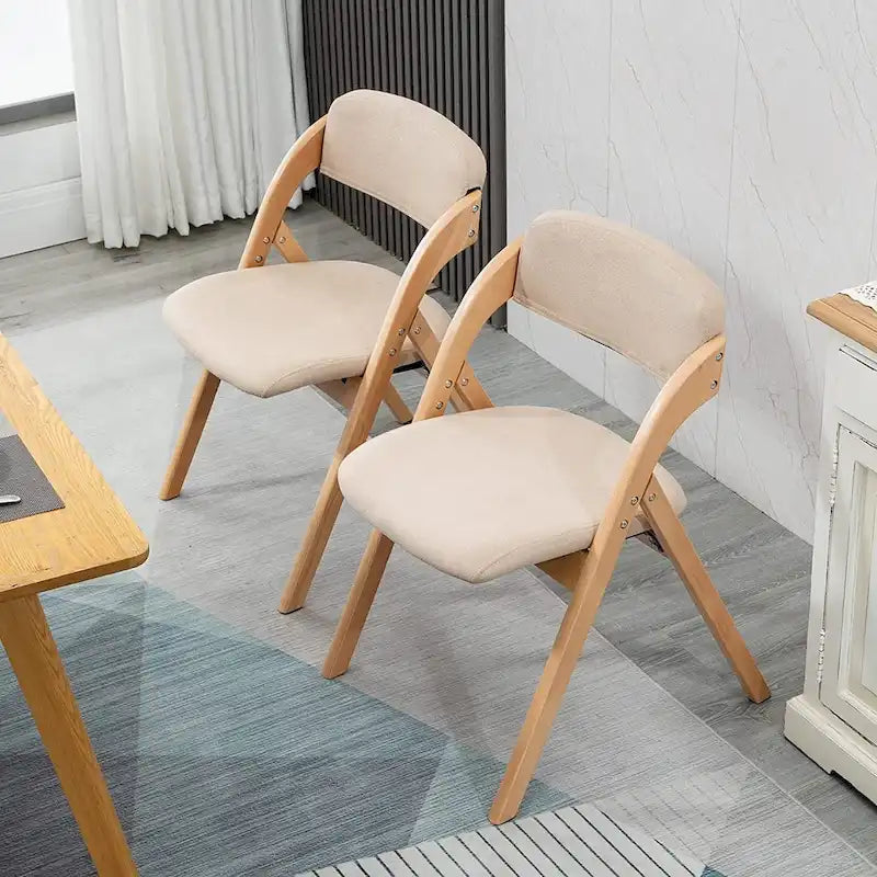 Chaises de salle à manger pliantes empilables en bois avec sièges rembourrés (lot de 2)