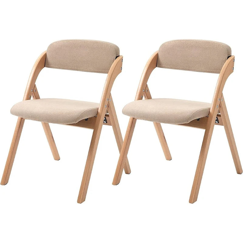 Chaises de salle à manger pliantes empilables en bois avec sièges rembourrés (lot de 2)