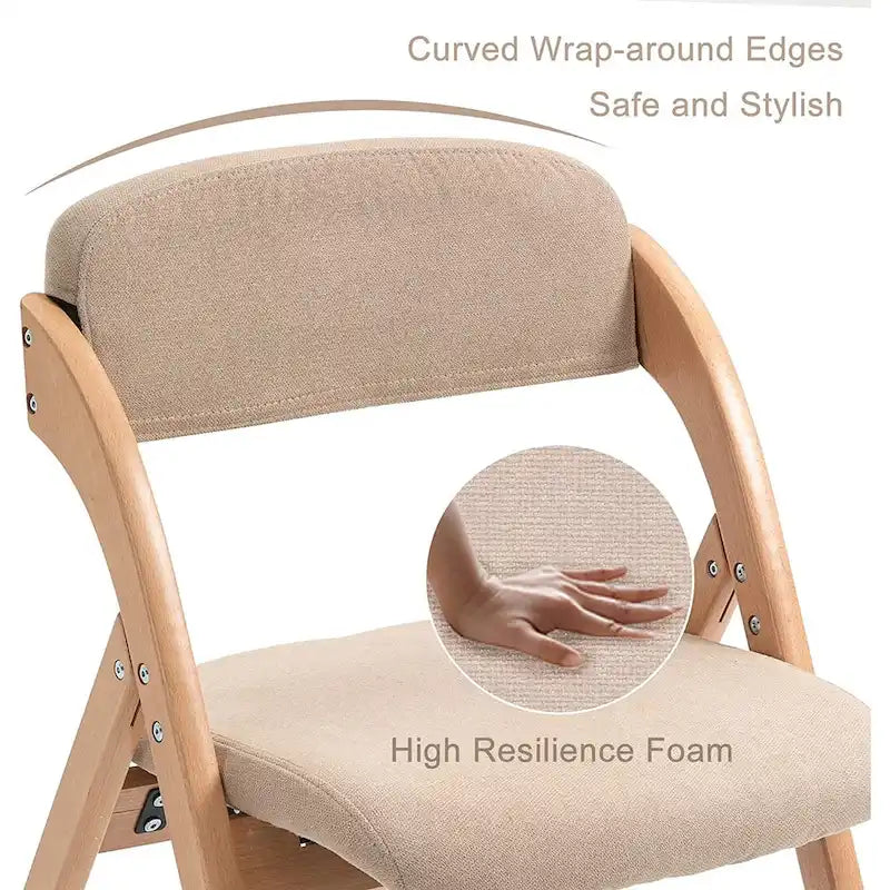Chaises de salle à manger pliantes empilables en bois avec sièges rembourrés (lot de 2)