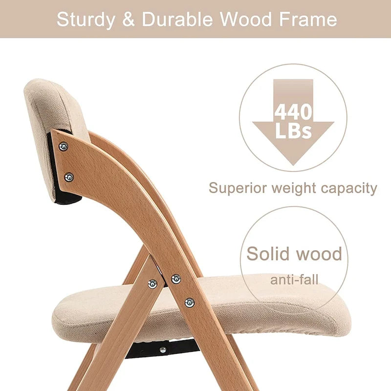 Chaises de salle à manger pliantes empilables en bois avec sièges rembourrés (lot de 2)