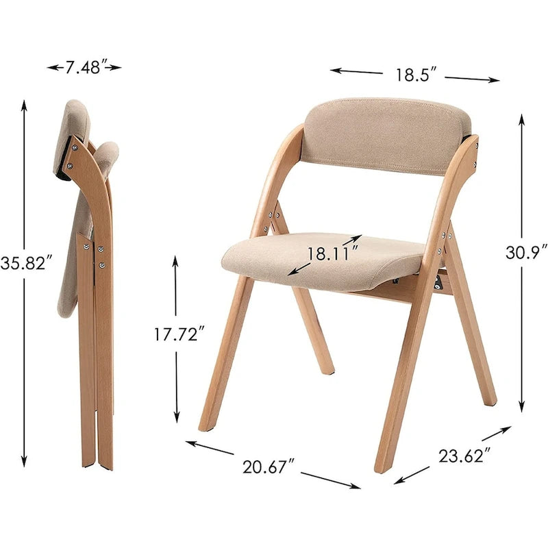 Chaises de salle à manger pliantes empilables en bois avec sièges rembourrés (lot de 2)
