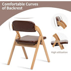 Chaises de salle à manger pliantes empilables en bois avec sièges rembourrés (lot de 2)