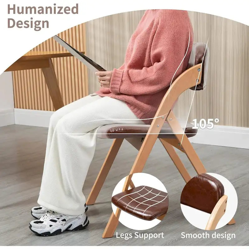 Chaises de salle à manger pliantes empilables en bois avec sièges rembourrés (lot de 2)