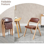 Chaises de salle à manger pliantes empilables en bois avec sièges rembourrés (lot de 2)