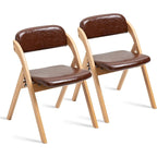 Chaises de salle à manger pliantes empilables en bois avec sièges rembourrés (lot de 2)