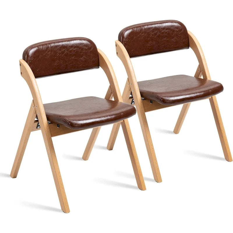 Chaises de salle à manger pliantes empilables en bois avec sièges rembourrés (lot de 2)