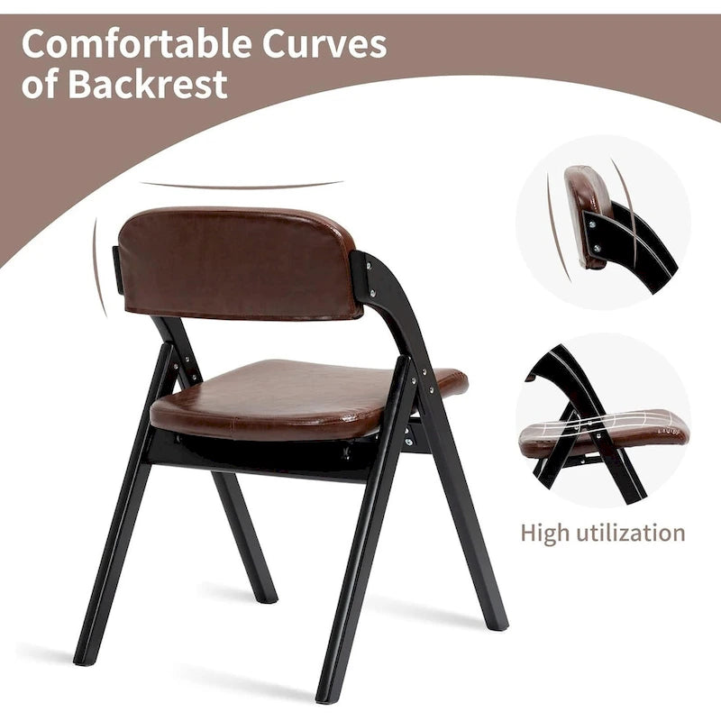 Chaises de salle à manger pliantes empilables en bois avec sièges rembourrés (lot de 2)