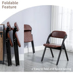 Chaises de salle à manger pliantes empilables en bois avec sièges rembourrés (lot de 2)