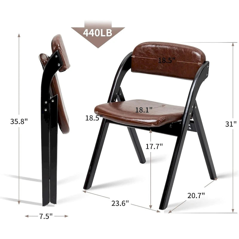 Chaises de salle à manger pliantes empilables en bois avec sièges rembourrés (lot de 2)