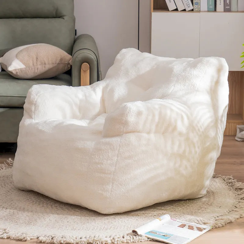 Pouf doux et touffeté en mousse avec tissu Teddy