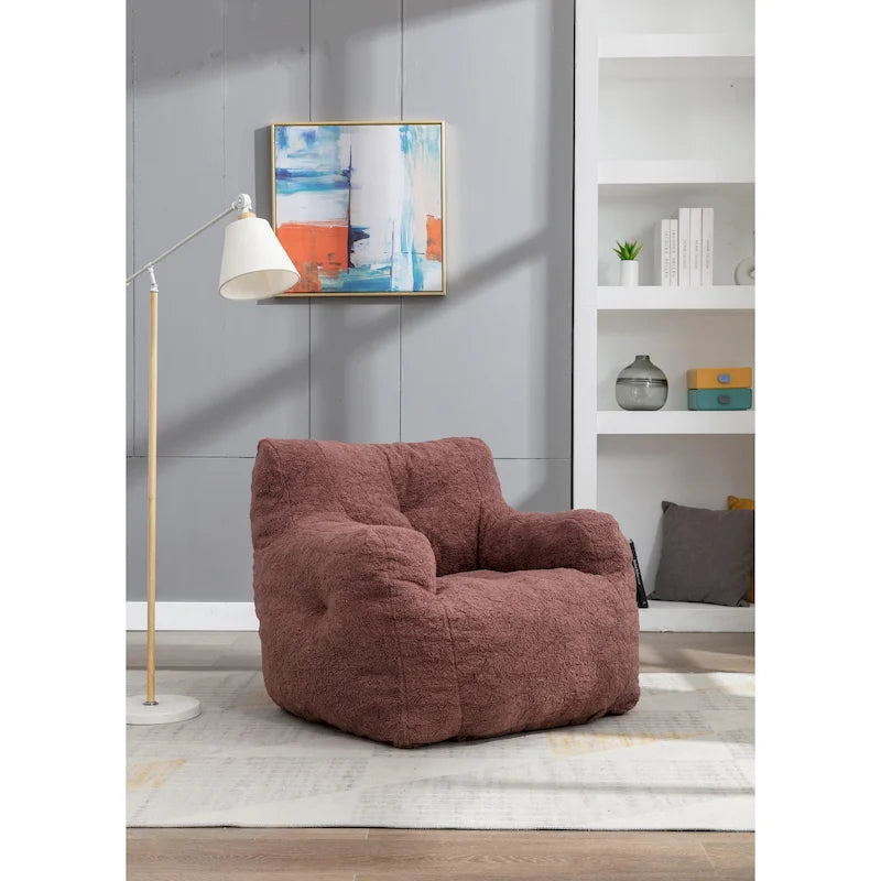 Pouf doux et touffeté en mousse avec tissu Teddy