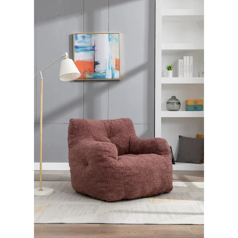 Pouf doux et touffeté en mousse avec tissu Teddy