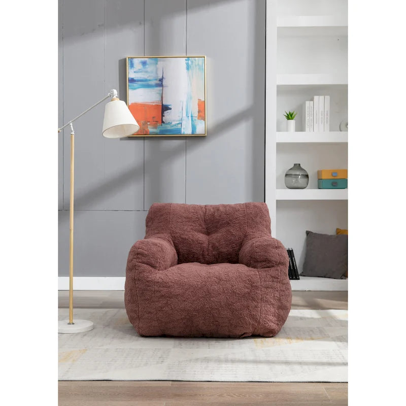 Pouf doux et touffeté en mousse avec tissu Teddy