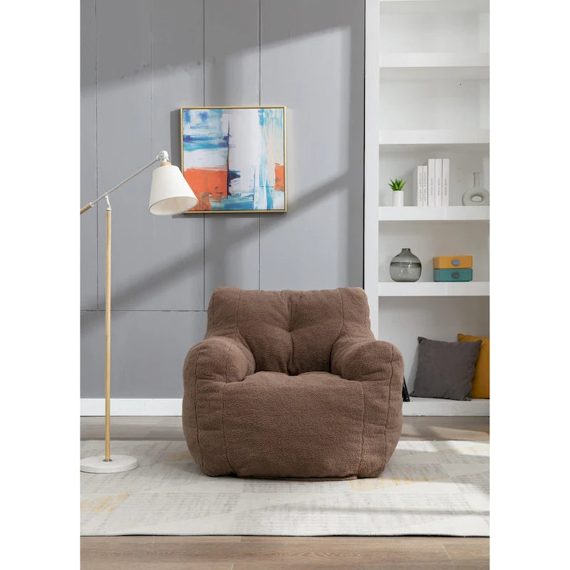 Pouf doux et touffeté en mousse avec tissu Teddy
