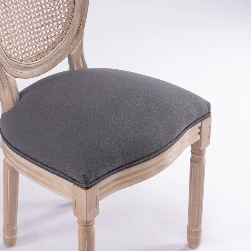 Lot de 2 chaises de salle à manger en rotin à dossier avec cadre en bois massif de style antique