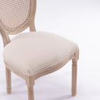 Lot de 2 chaises de salle à manger en rotin à dossier avec cadre en bois massif de style antique