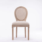 Lot de 2 chaises de salle à manger en rotin à dossier avec cadre en bois massif de style antique
