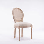 Lot de 2 chaises de salle à manger en rotin à dossier avec cadre en bois massif de style antique