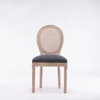 Lot de 2 chaises de salle à manger en rotin à dossier avec cadre en bois massif de style antique