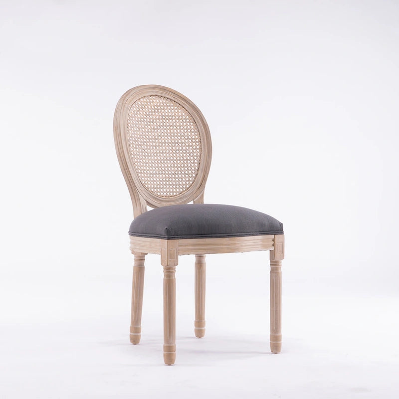 Lot de 2 chaises de salle à manger en rotin à dossier avec cadre en bois massif de style antique