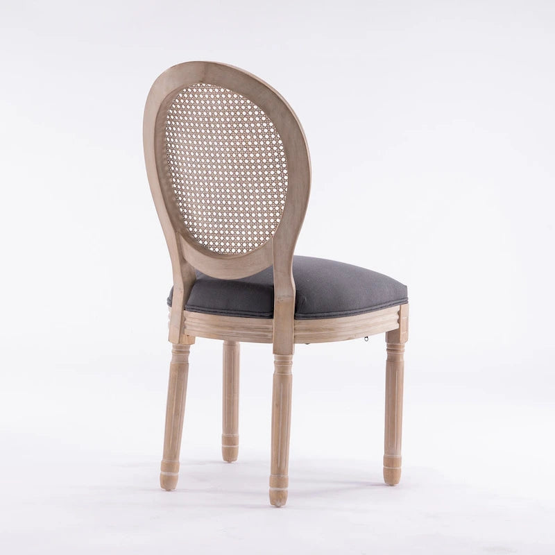 Lot de 2 chaises de salle à manger en rotin à dossier avec cadre en bois massif de style antique