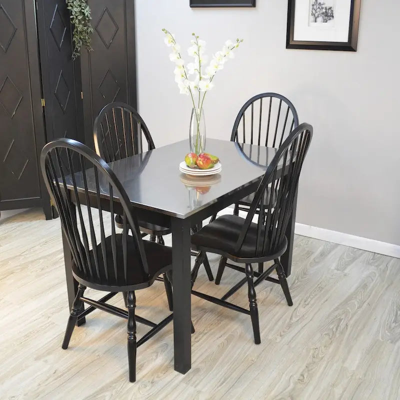 Chaise de salle à manger traditionnelle en hévéa – Dossier haut à lattes, 5 finitions