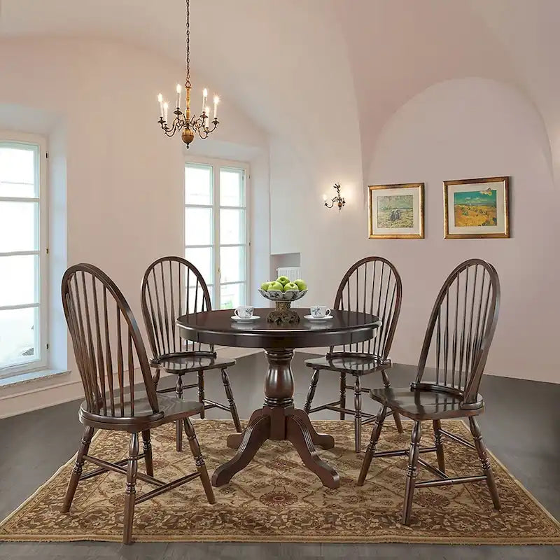 Chaise de salle à manger traditionnelle en hévéa – Dossier haut à lattes, 5 finitions