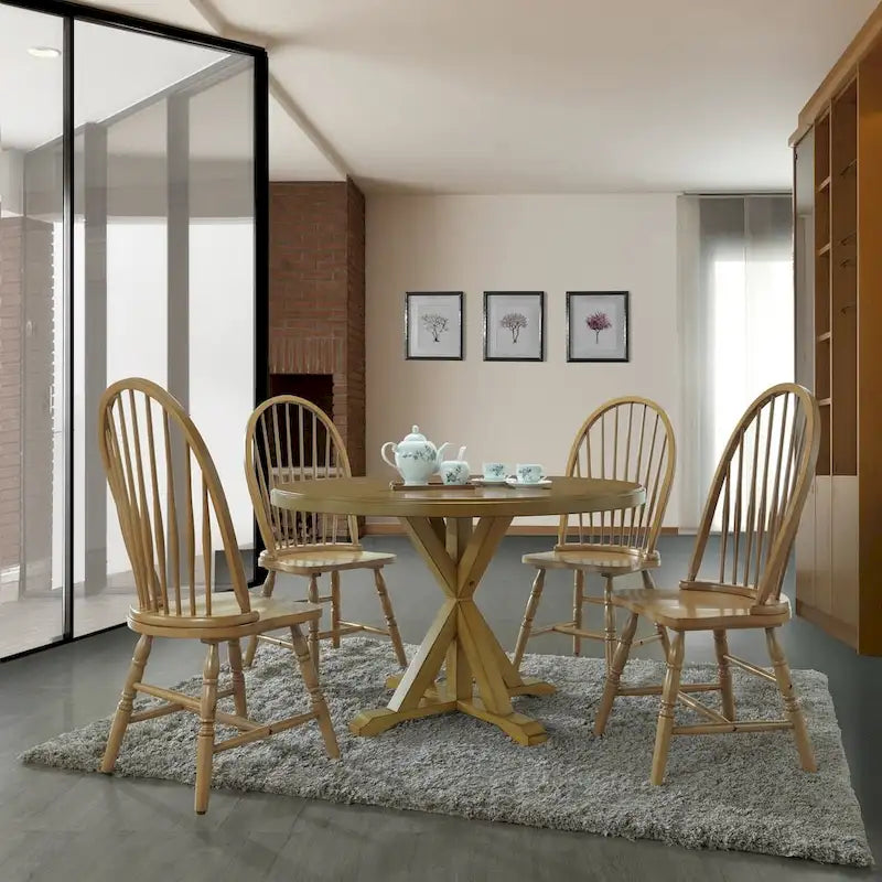 Chaise de salle à manger traditionnelle en hévéa – Dossier haut à lattes, 5 finitions