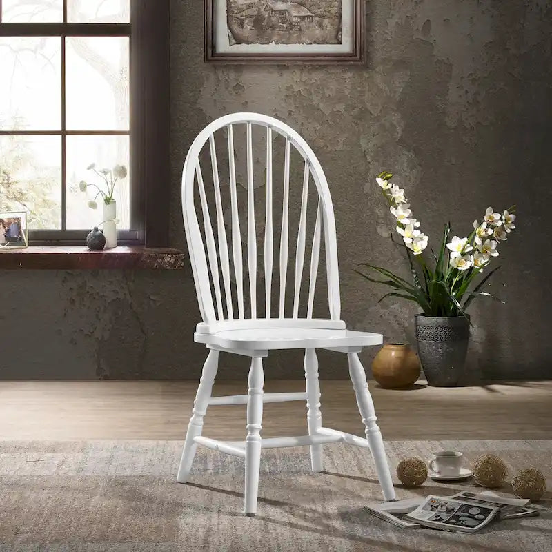 Chaise de salle à manger traditionnelle en hévéa – Dossier haut à lattes, 5 finitions