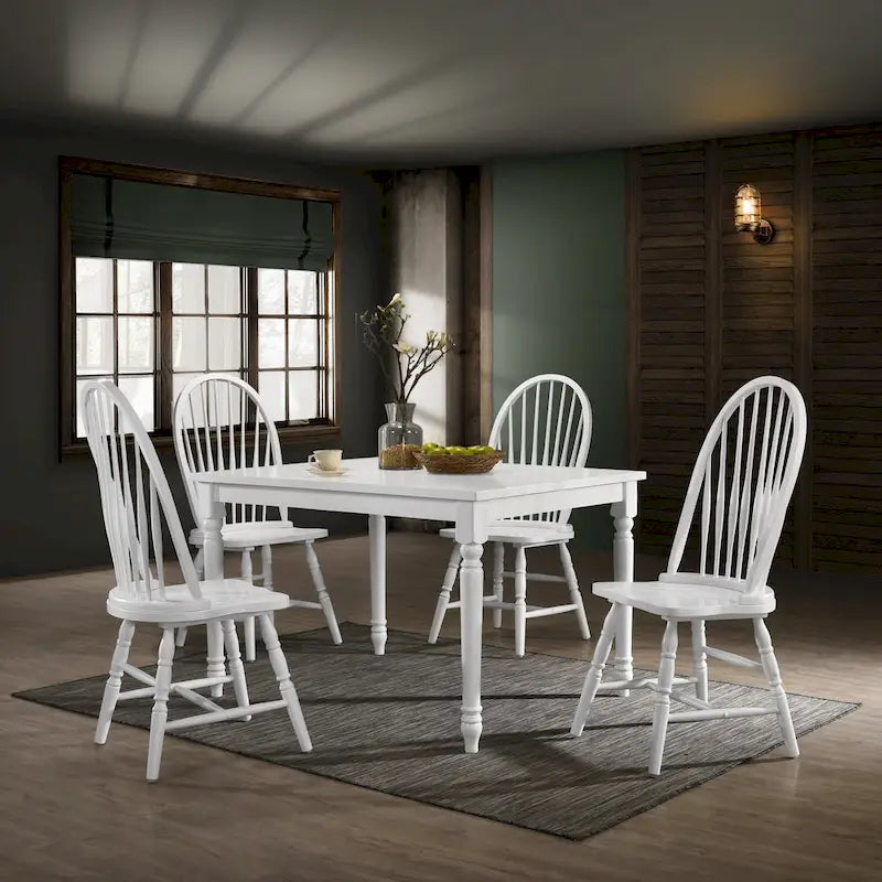 Chaise de salle à manger traditionnelle en hévéa – Dossier haut à lattes, 5 finitions